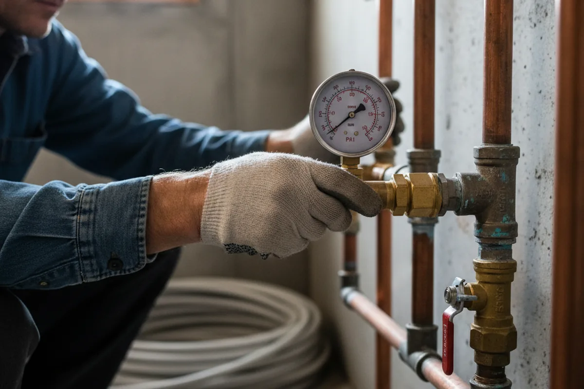 Pressure testing a repaired line during Water Line Repair in Red Bluff